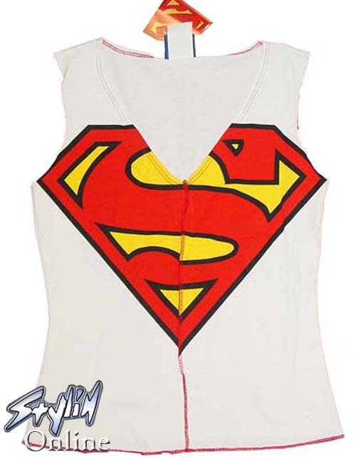 DC Comic Supergirl Superman Baby Doll V Neck T Shirt M  